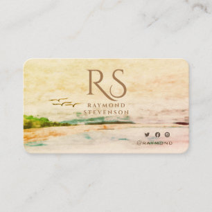 Tarjeta De Visita Paisaje de las Aves Forestales Doradas Monogramado