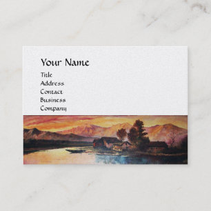 TARJETA DE VISITA PAISAJE DE MONTAÑA ROSA LAGO ALPINE SUNSET