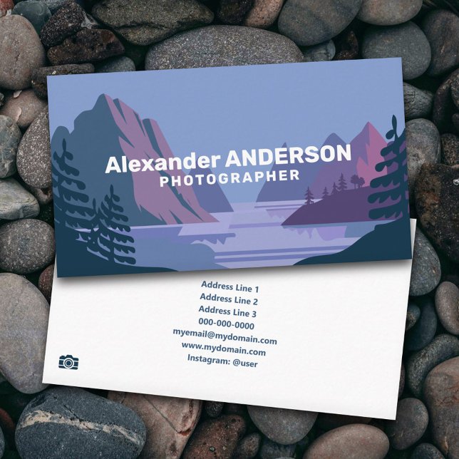 Tarjeta De Visita Paisaje de montaña y lago - Fotógrafo (Mountain and Lake Landscape - Photographer Business Card)