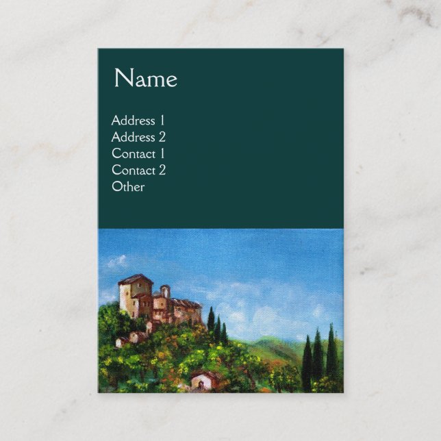 TARJETA DE VISITA PAISAJE DE TOSCANA,ALDEA MEDIEVAL ANTIGUA (Anverso)