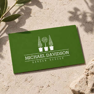 Tarjeta De Visita Paisaje de Trio Gardener Topiary Green/White