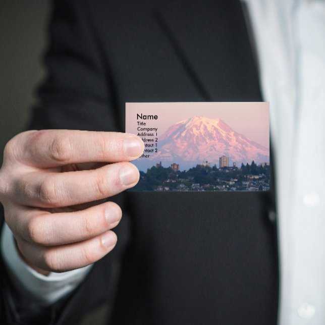 Tarjeta De Visita Paisaje del alpenglomerado rosado de Mount Rainier (In Situ)