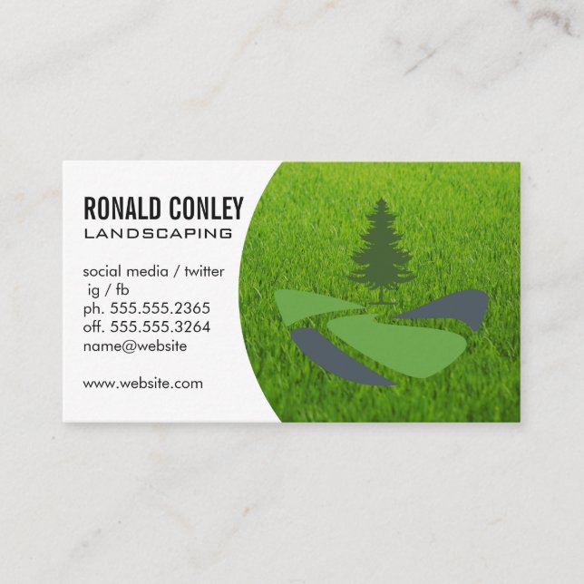 Tarjeta De Visita Paisaje del árbol | Césped | Collar azul (Anverso)