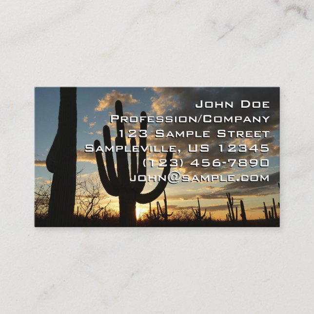 Tarjeta De Visita Paisaje del desierto de Saguaro Sunset II Arizona (Anverso)