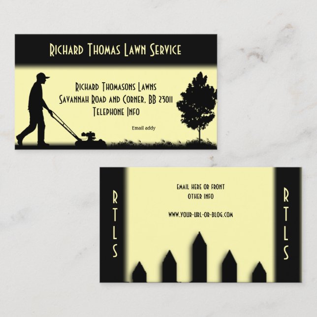 Tarjeta De Visita Paisaje del servicio de jardín amarillo (Anverso / Reverso)