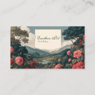 Tarjeta De Visita Paisaje Encantado de Rosa Roja de Libro de Cuentos