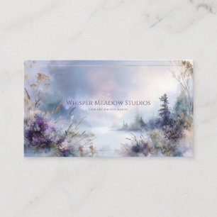 Tarjeta De Visita Paisaje Invernal Sereno de Hierba Dorada Violeta E