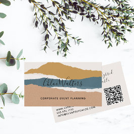 Tarjeta De Visita Paisaje moderno del Boho con código QR