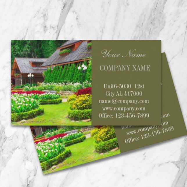 Tarjeta De Visita Paisaje paisajístico de diseño de césped (Landscape designer lawn care landscaping business card)