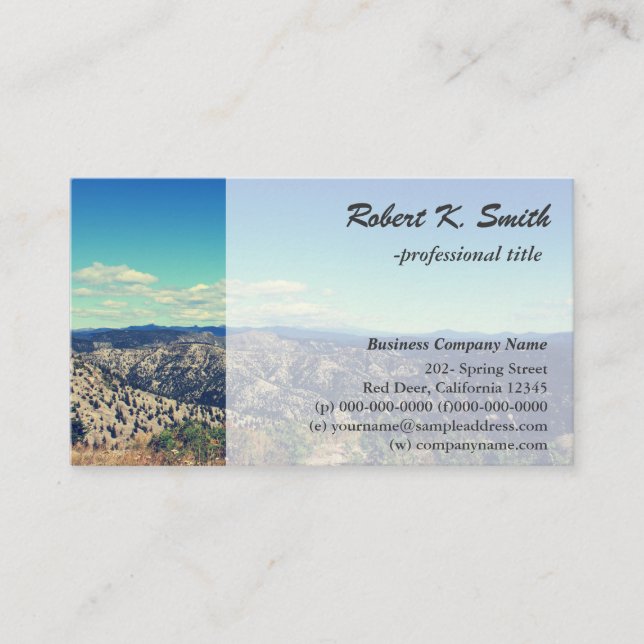 Tarjeta De Visita paisaje salvaje de montaña, cielo azul (Anverso)