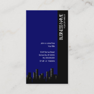 Tarjeta De Visita paisaje urbano azul marino