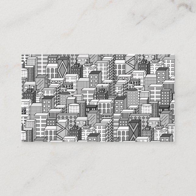Tarjeta De Visita Paisaje urbano negro y blanco del vector (Anverso)
