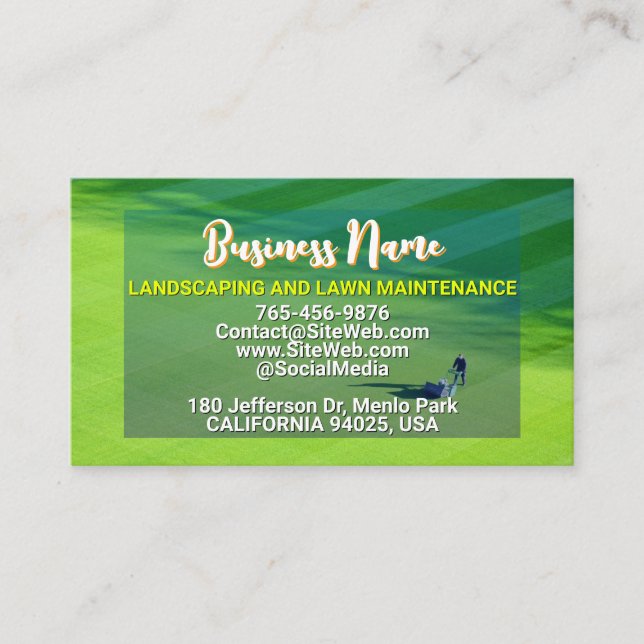 Tarjeta De Visita Paisaje Y Mantenimiento De Césped | Cuidado del ja (Anverso)