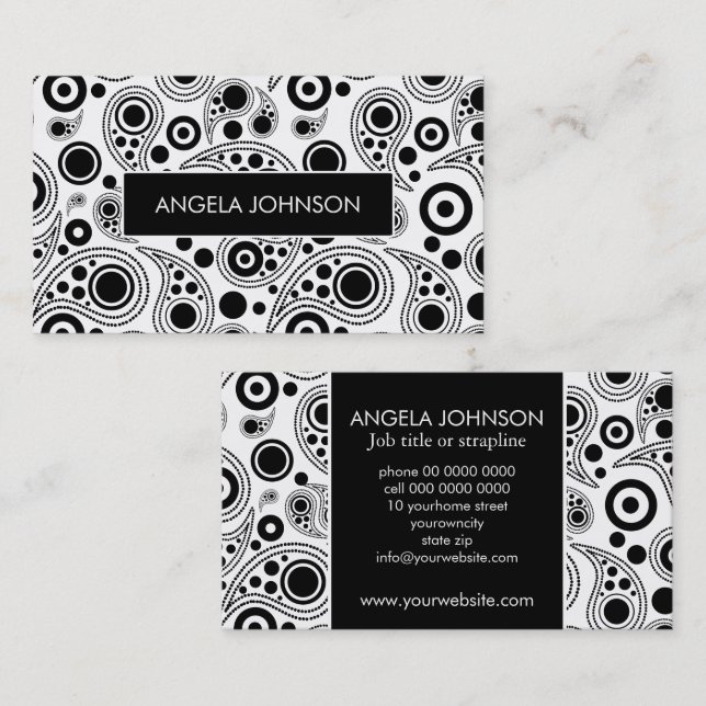 Tarjeta De Visita paisajes de puntos blancos y negros (Anverso / Reverso)