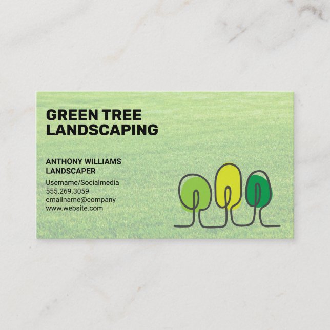 Tarjeta De Visita Paisajismo | Grasa | Logotipo de árbol (Anverso)