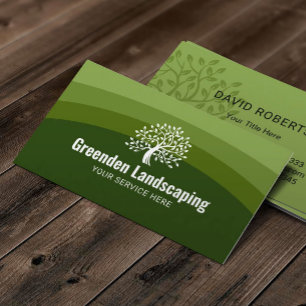 Tarjeta De Visita Paisajismo Green Shades Logotipo Árbol Cuidado del