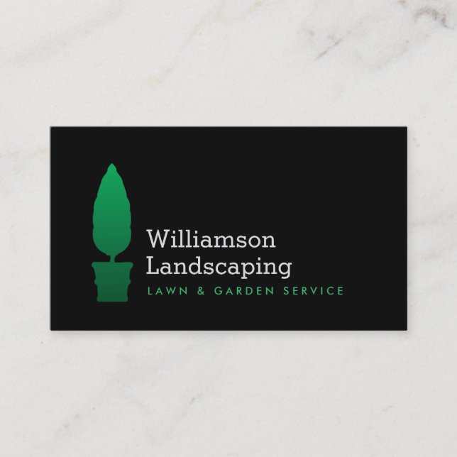 Tarjeta De Visita Paisajismo, jardinería, logo II de Green Topiary (Anverso)