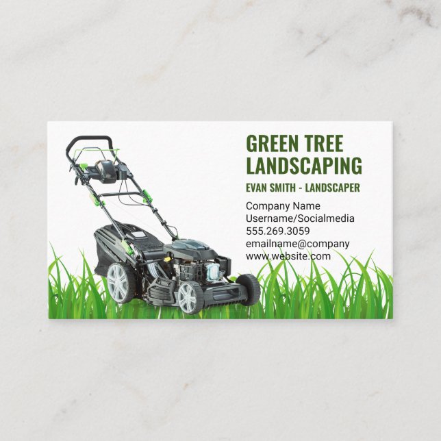Tarjeta De Visita Paisajismo | Lawn Mower | Gardener (Anverso)