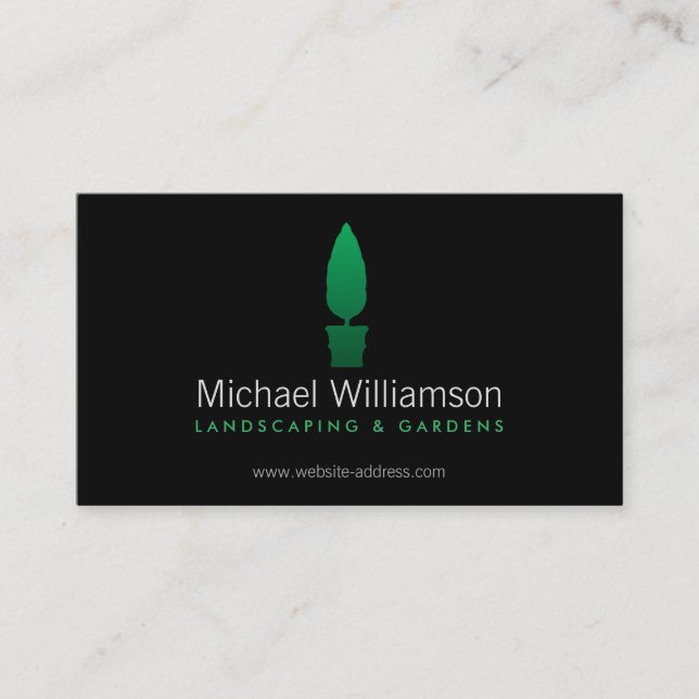 Tarjeta De Visita Paisajismo, logo del Green Topiary (Anverso)