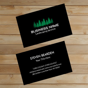 Tarjeta De Visita Paisajismo Profesional del Árbol Verde Negro