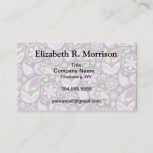 Tarjeta De Visita Paisley morado y amarillo