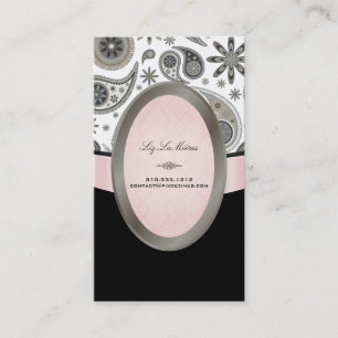 Tarjeta De Visita Paisley negro, gris y blanco de PixDezines