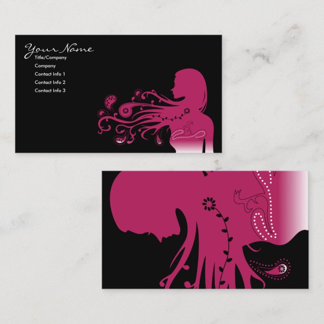 Tarjeta De Visita paisley rosa (Anverso / Reverso)