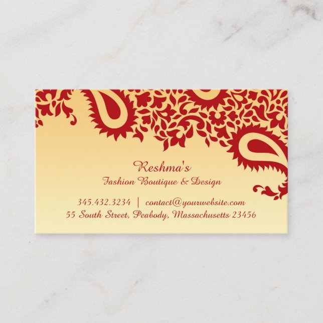 Tarjeta De Visita Paisleys Elegant Business Card (Anverso)