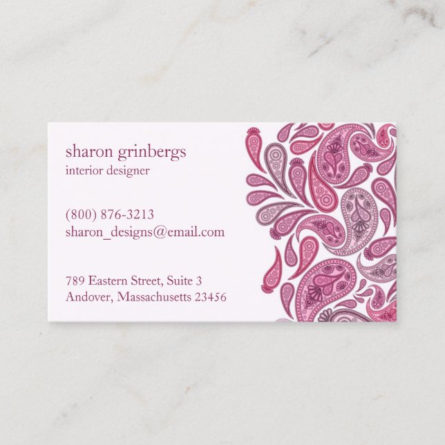 Tarjeta De Visita Paisleys Elegant Business Card (Anverso)