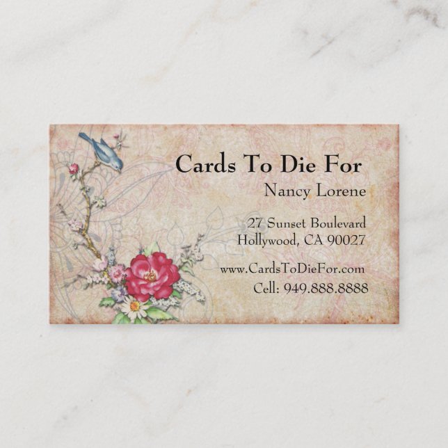 Tarjeta De Visita Pájaro azul en una rama (Anverso)