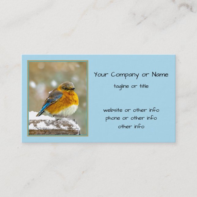 Tarjeta De Visita Pájaro azul oriental en nieve - Fotografía origina (Anverso)
