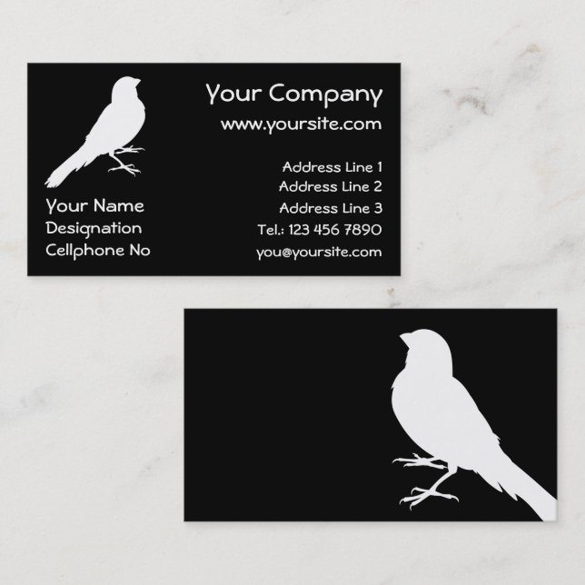 Tarjeta De Visita Pájaro Canario de pie (Anverso / Reverso)