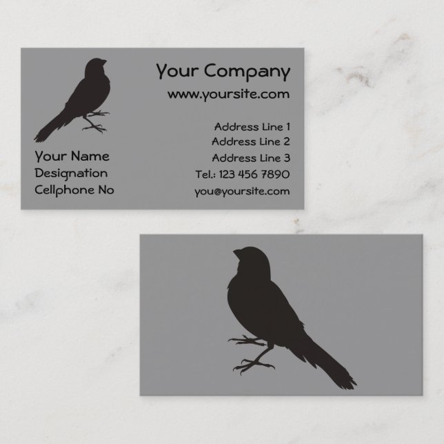 Tarjeta De Visita Pájaro Canario de pie (Anverso / Reverso)