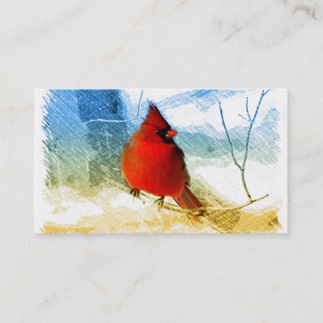 Tarjeta De Visita pájaro cardinal rojo elegante del país occidental (Anverso)