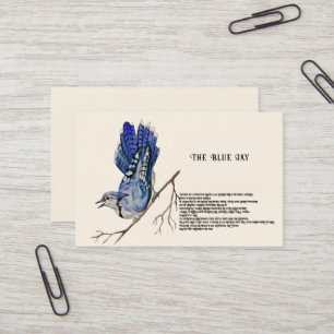 Tarjeta De Visita Pájaro del bosque de Watercolor Azul Jay