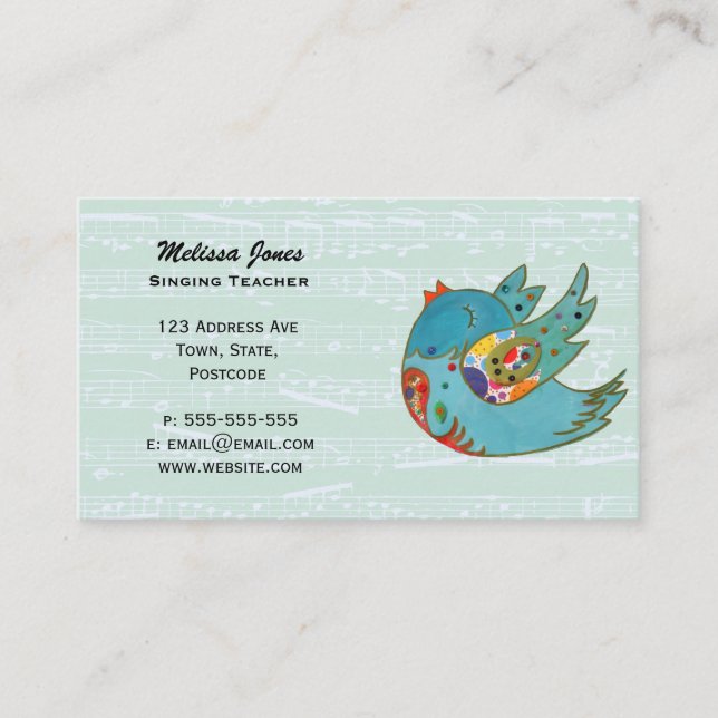 Tarjeta De Visita Pájaro feliz lindo (Anverso)