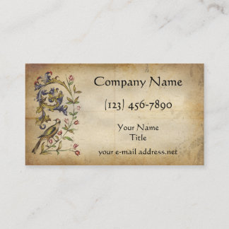 Tarjeta De Visita Pájaro floral del manuscrito medieval
