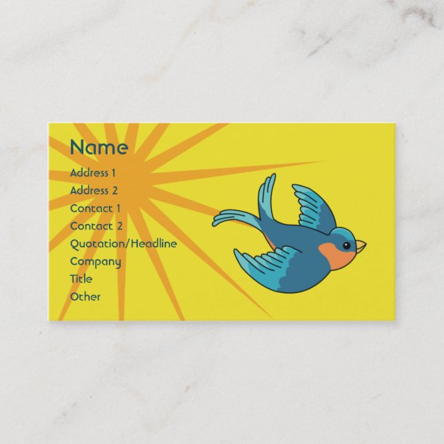 Tarjeta De Visita Pájaro - negocio (Anverso)
