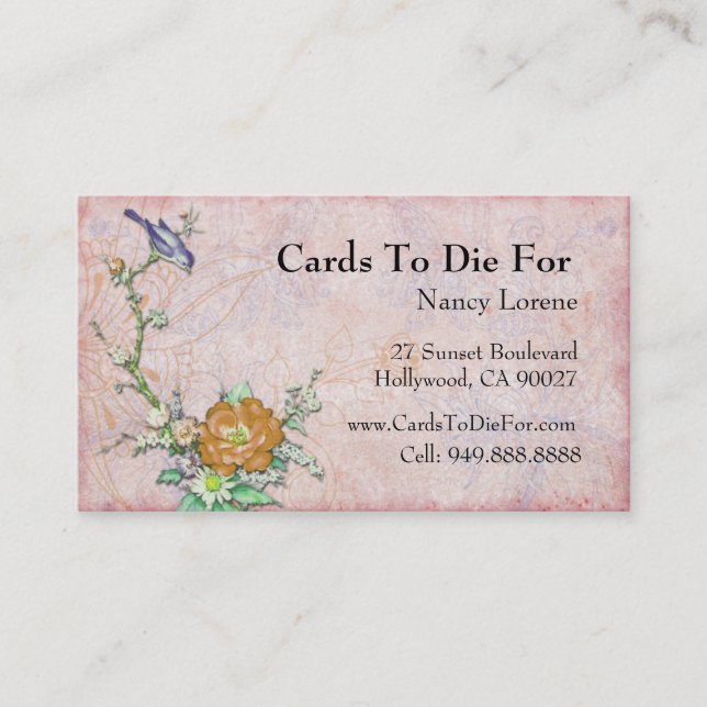 Tarjeta De Visita Pájaro púrpura en una rama (Anverso)