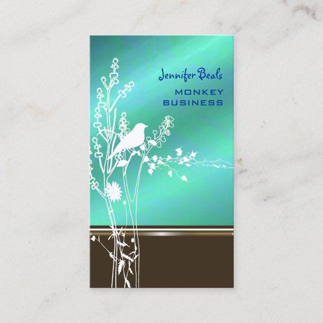 Tarjeta De Visita Pájaro retro en una rama (Anverso)