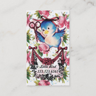 Tarjeta De Visita Pájaro vintage adorable tijeras estilista de pelo 