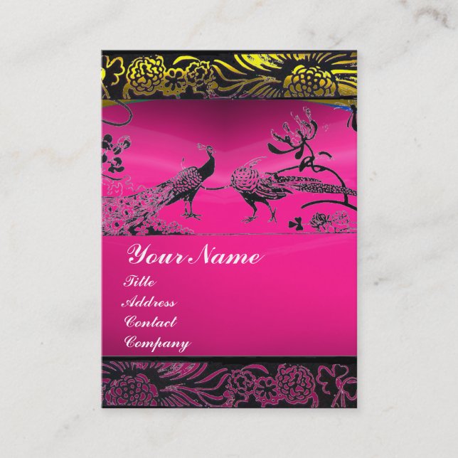 Tarjeta De Visita PÁJAROS DE AMOR boda, blanco negro, amatista rosa (Anverso)