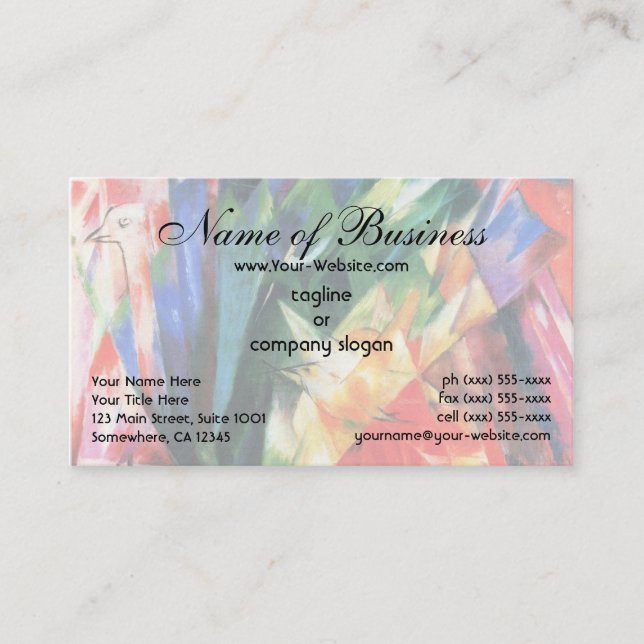 Tarjeta De Visita Pájaros de Franz Marc; Vogel (Anverso)