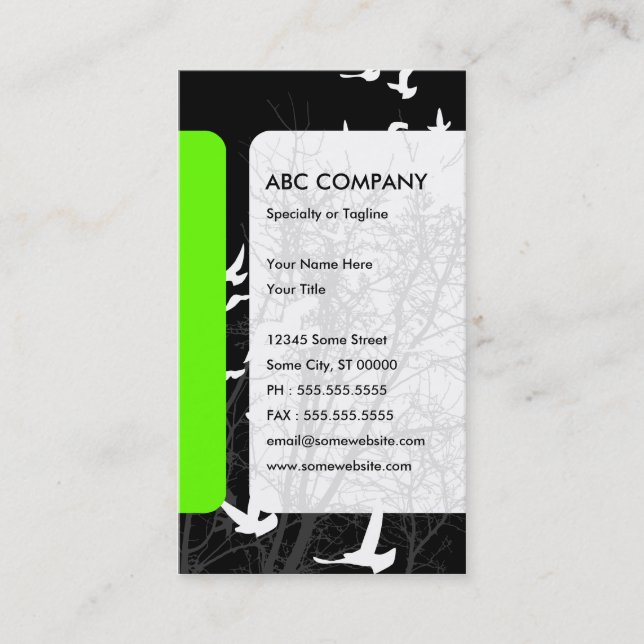 Tarjeta De Visita pájaros de silucida (Anverso)