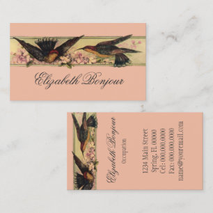 Tarjeta De Visita Pájaros que encuentran las flores de la primavera