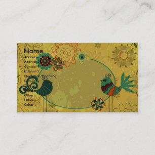 Tarjeta De Visita pájaros vintage y diseño floral