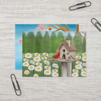 Tarjeta De Visita pájaros y árboles con linternas