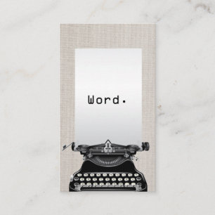 Tarjeta De Visita "Palabra. "Escritor de lino elegante de la máquin