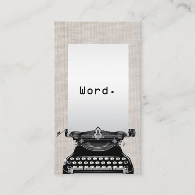 Tarjeta De Visita "Palabra. "Escritor de lino elegante de la máquina (Anverso)