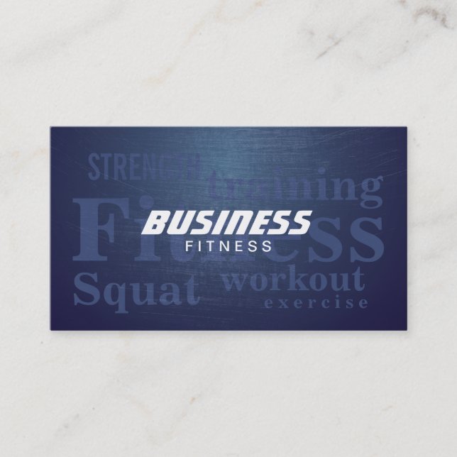 Tarjeta De Visita Palabras de fitness Guay Blue Metalizado Personal  (Anverso)
